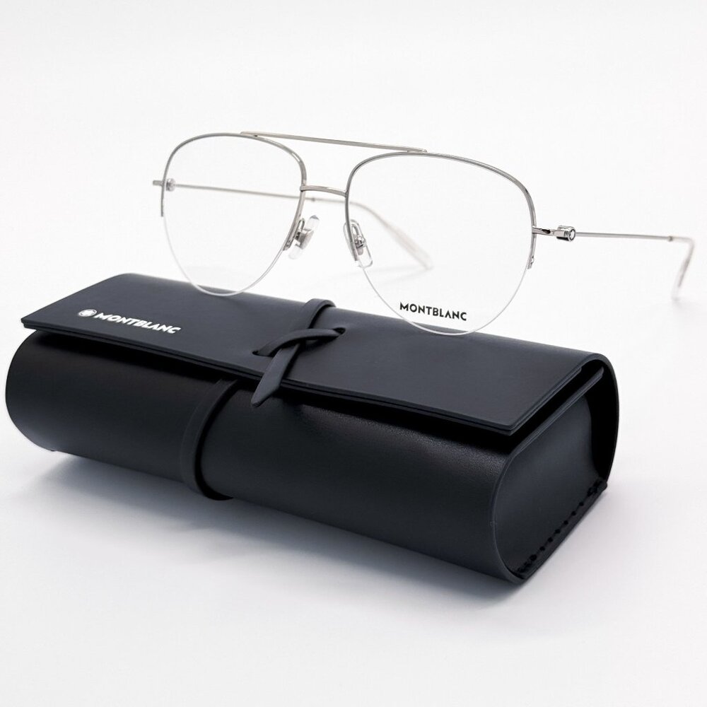 NEW MONTBLANC EYEGLASSES MB0077O 003 SILVER MEN EYEWEAR MONTBLANC